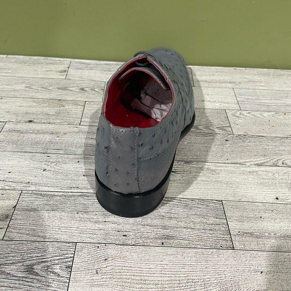 Finnex Italy Gray Ostrich Leather Men's Dress Shoes oxford - Picture 4 of 5